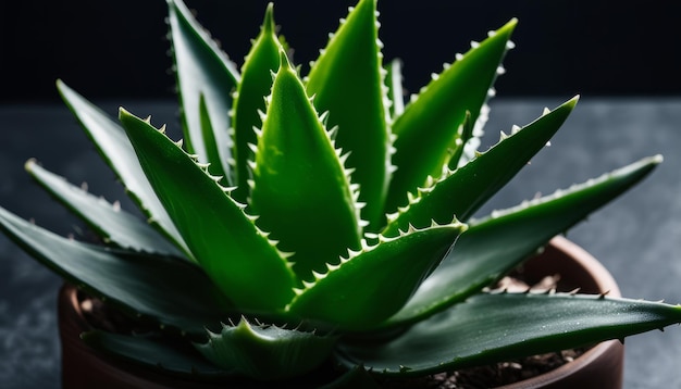 A green cactus in a brown pot