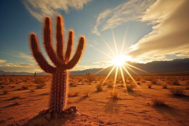 Foto un cactus verde sotto un cielo nuvoloso nel deserto di sonora fuori tucson, in arizona.