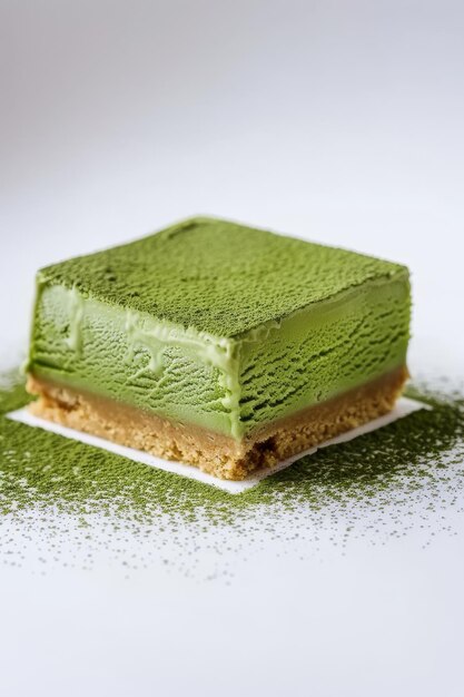 Green Cake on White Plate