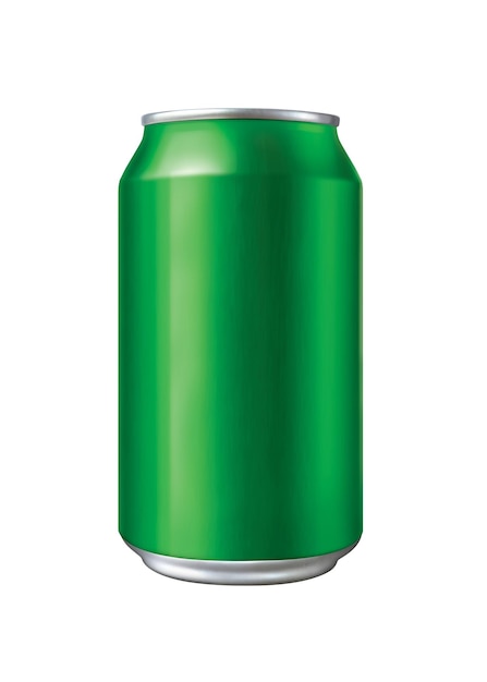 A green can of soda with a white background