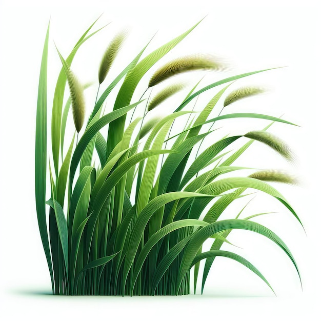 Green cane reed grass isolated on a white background