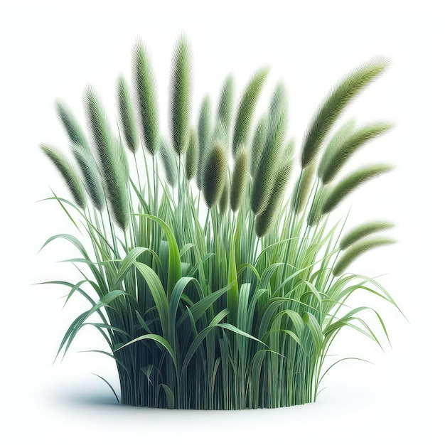 Green cane reed grass isolated on a white background