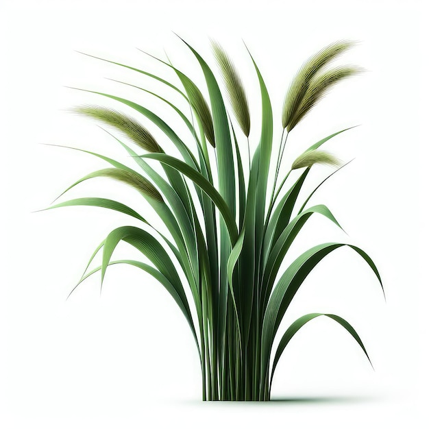 Green cane reed grass isolated on a white background