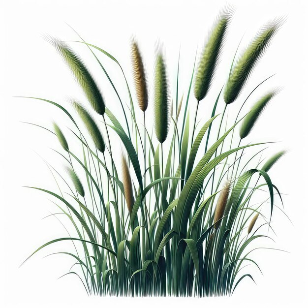 Green cane reed grass isolated on a white background