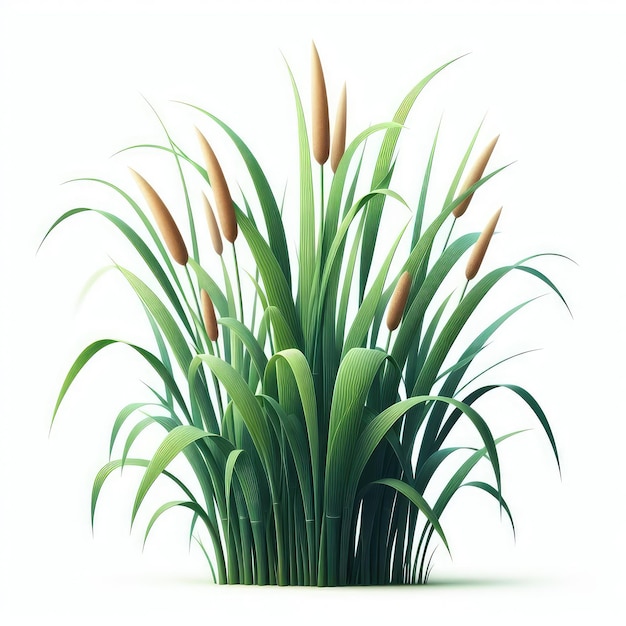 Green cane reed grass isolated on a white background