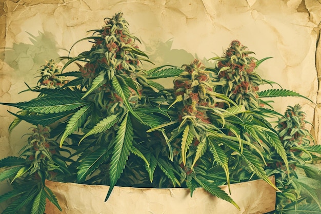 Photo green cannabis buds vintage style