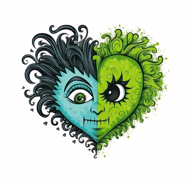 green cartoon heart