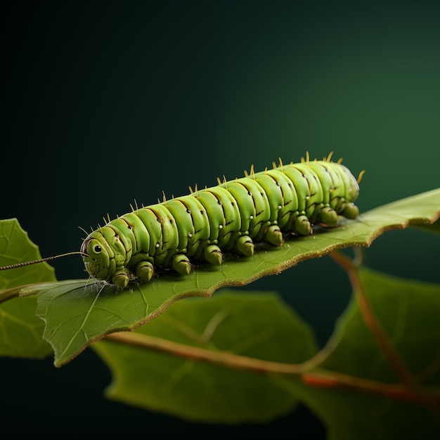 Photo a green caterpillar on a leaf
