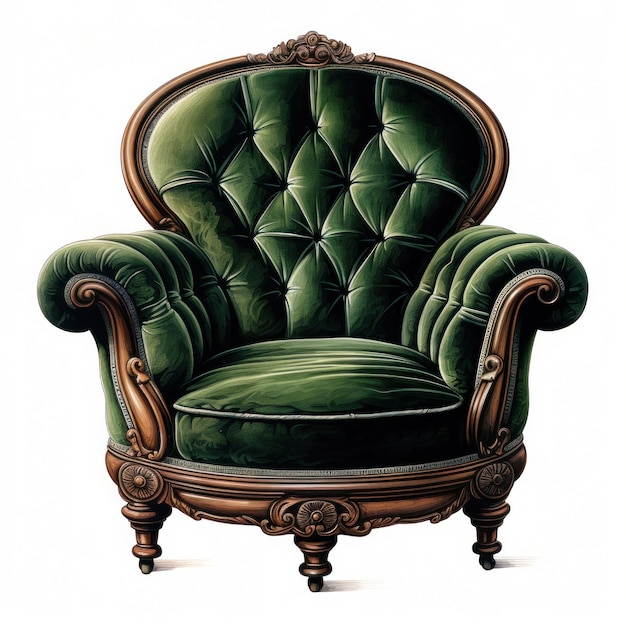 a green chair isolated