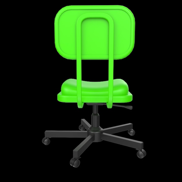 A green chair with the letter n on it