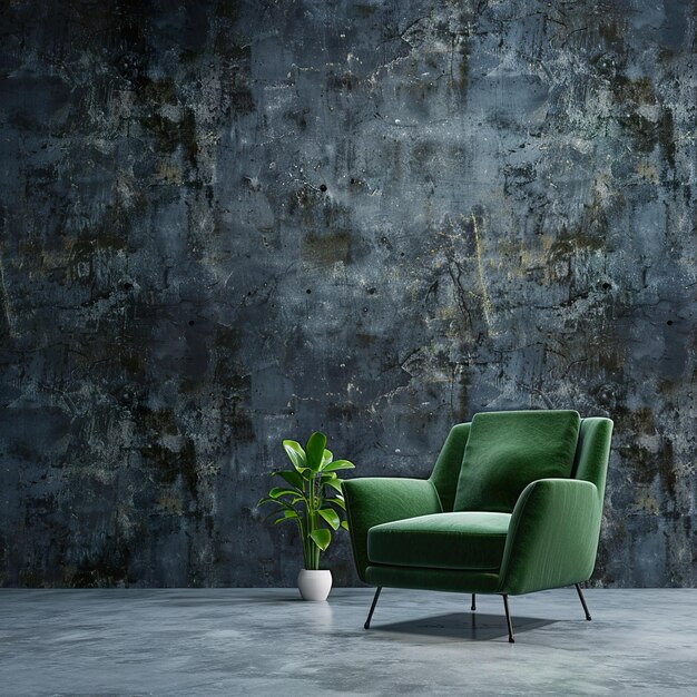 Photo green chair with wall uhd wallpapar