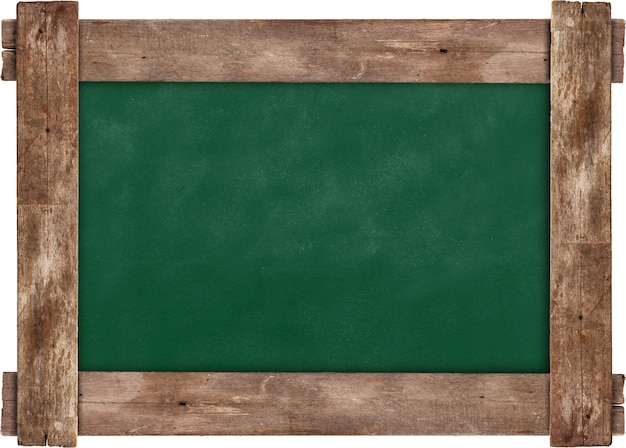 Green chalkboard with woodden frame isolated on white background