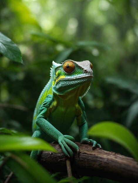 Green Chameleon in the jungle