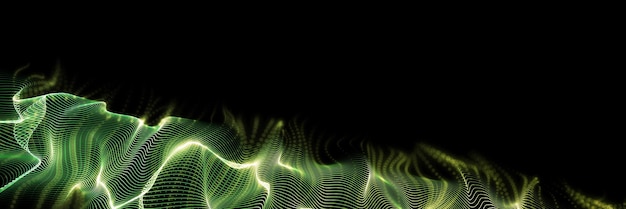 зеленые хаотичные частицы на черном фоне жидкость зеленых частиц