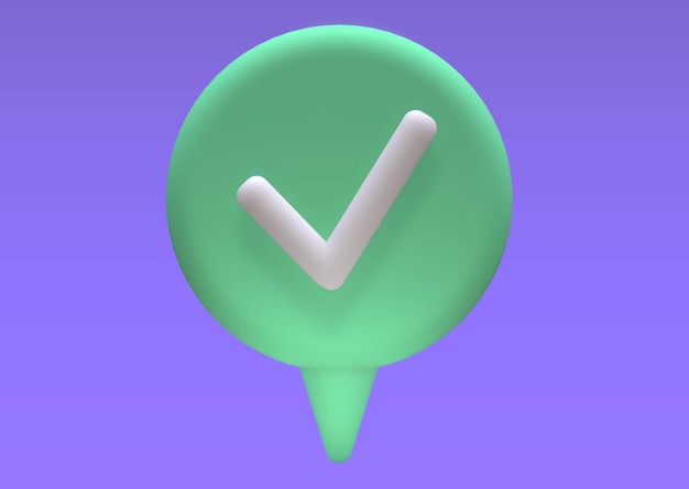 A green check icon with a purple background