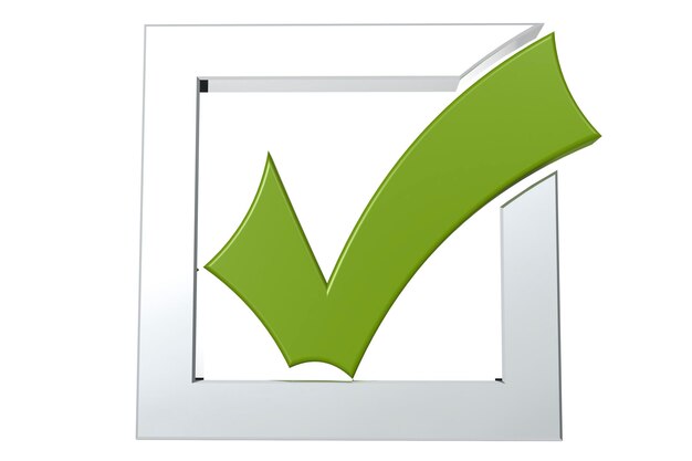 Photo green checkmark with metal flange