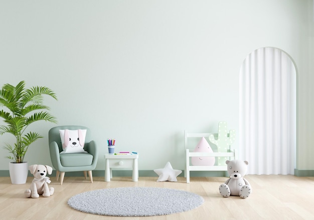 Green child living room with copy space