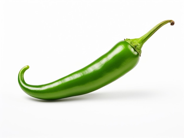 a green chili isolated in white background