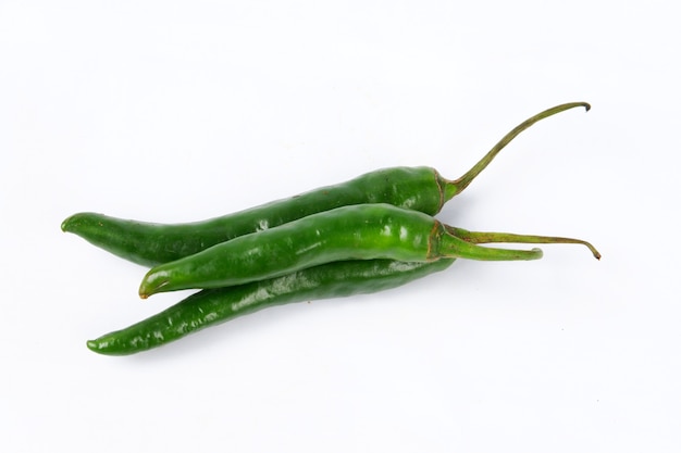 Green chili isolated on a white background