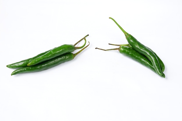 Green chili isolated on a white background