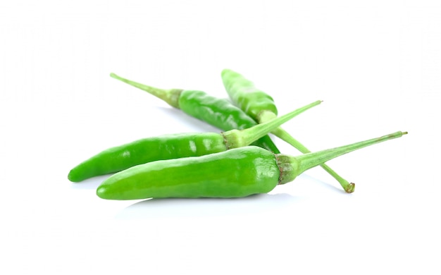 Green chili pepper isolated on a white background