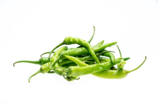 Green chili pepper isolated on white