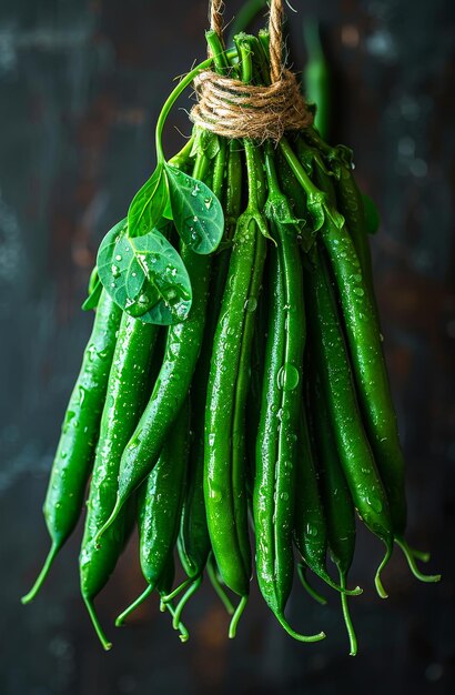 Green chili peppers on dark background