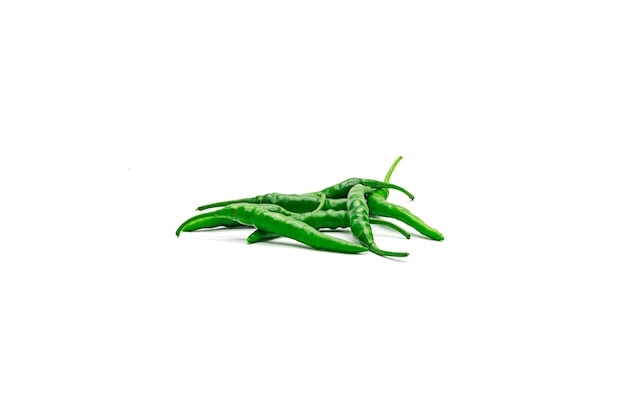 Green chili peppers isolated on a white background