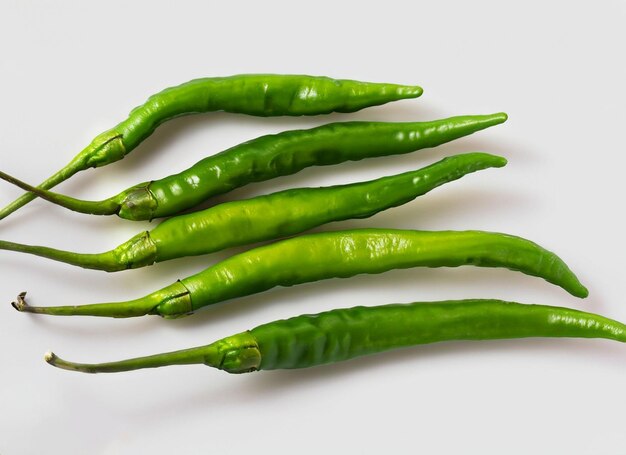 Green chili on White Background