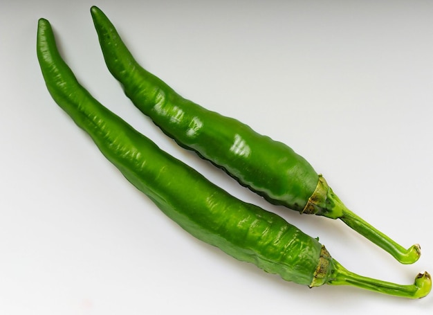 Green chili on White Background