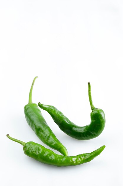 Green Chilli Pepper Isolated on White Background