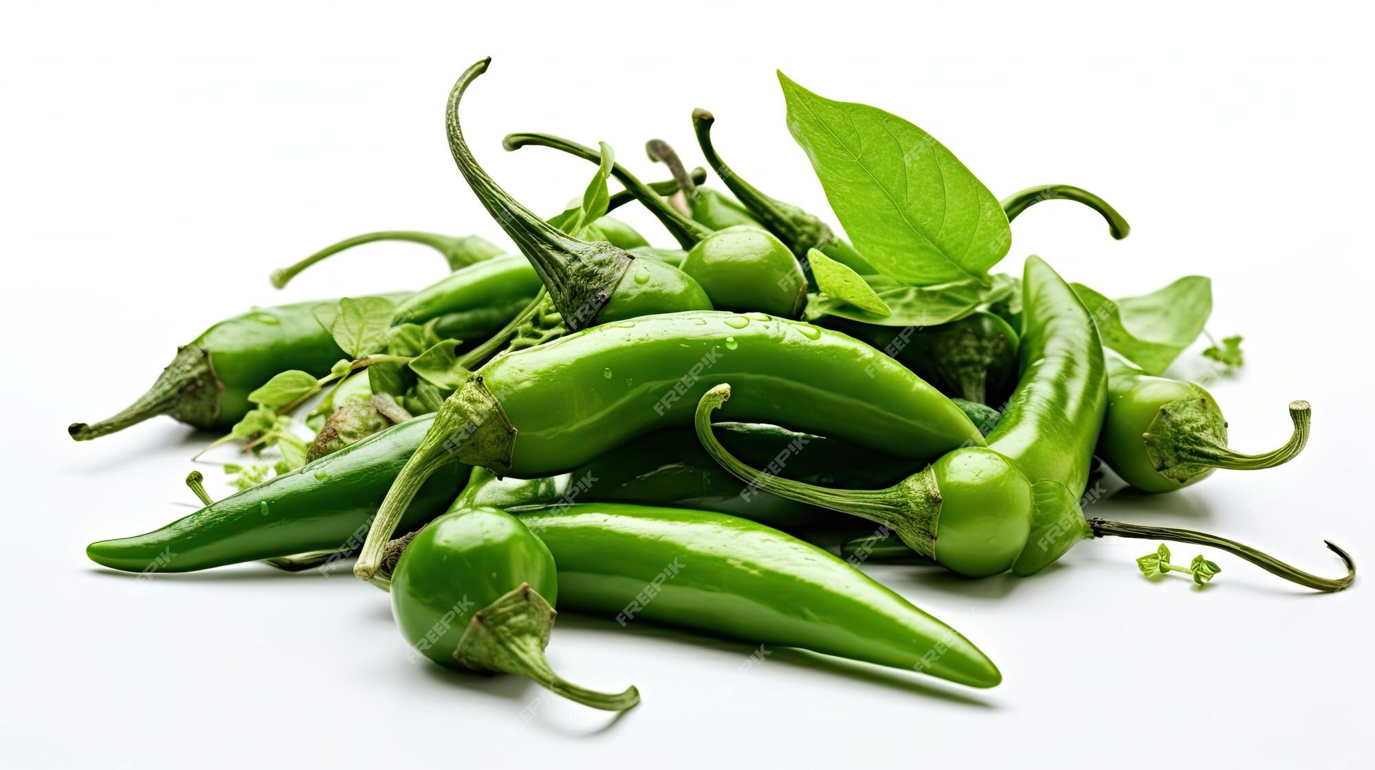 Premium Photo | Green chilli on a white background