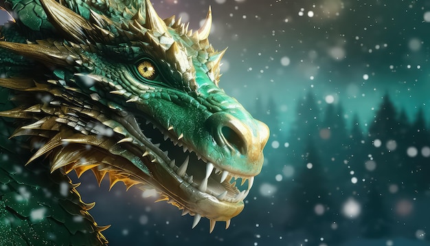 Green Chinese Dragon New Year Concept