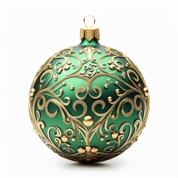 Green christmas ball realistic d style