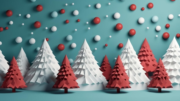 Green Christmas Minimalist 3D illustration of Christmas spirit Holiday decorations