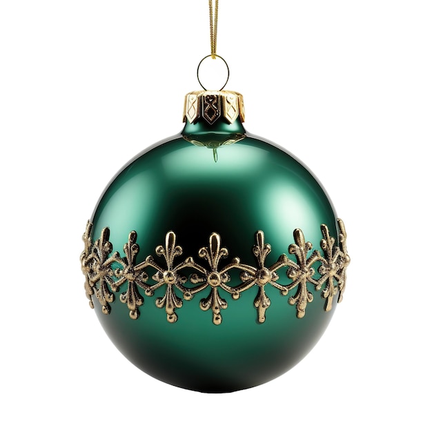 Green Christmas ornament isolated on white or transparent background AI Generated image