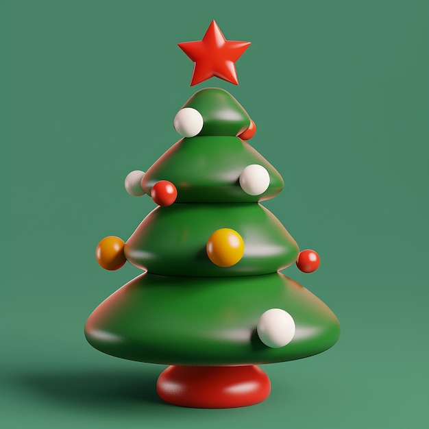 a green christmas tree with a red star on it