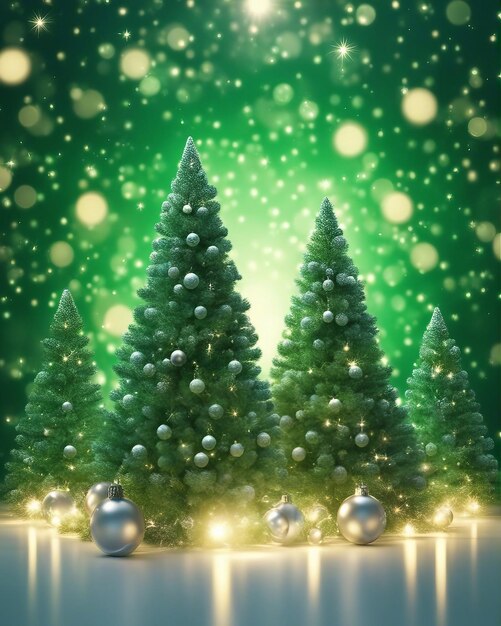 Green Christmas tree with santa claus