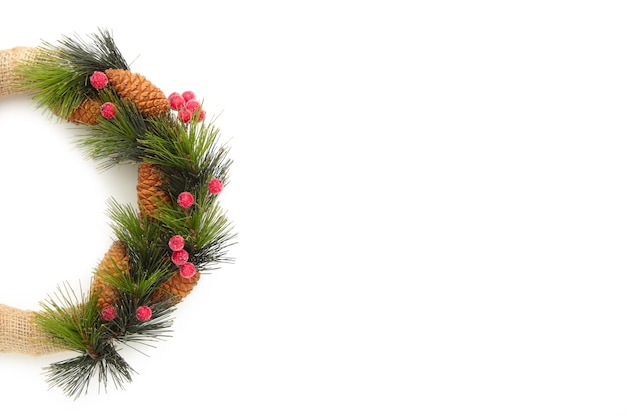 Green Christmas wreath isolated