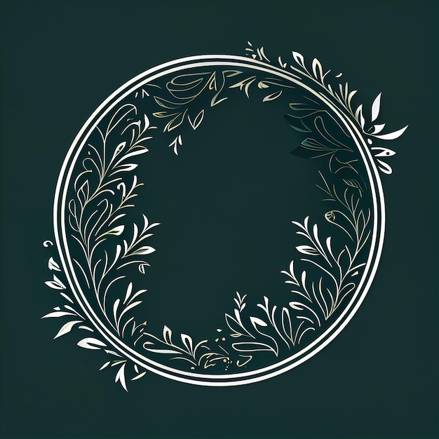 Photo green circle border for text and design green leaf wreath background generative ai