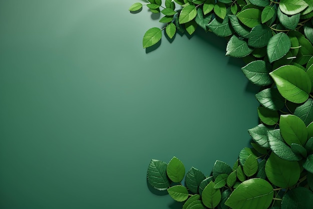 Green circle leaves frame with copyspace