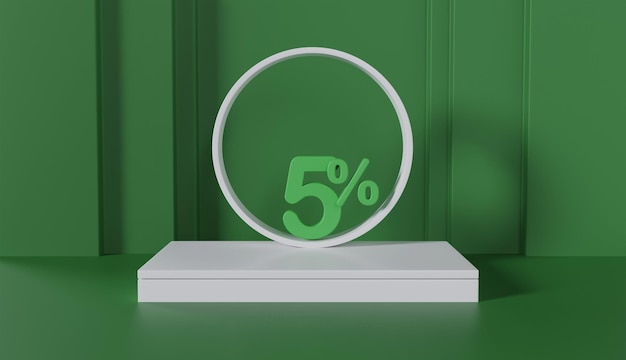 Green Circle Product Display Podium with 5 Percent Off on Pastel Color Background