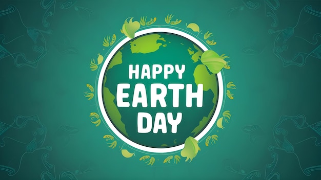 a green circle with a green background with a quote happy earth day