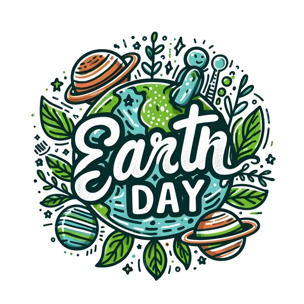 Photo a green circle with the words earth day on it