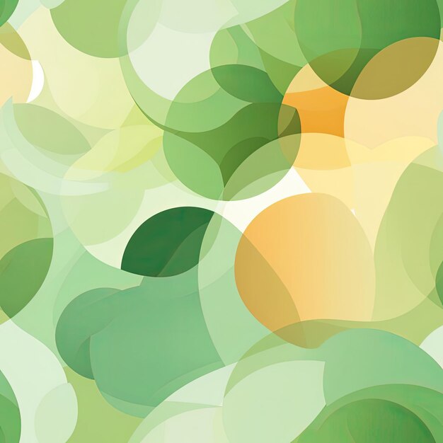 Photo green circles on a striped background with leaf patterns tiled