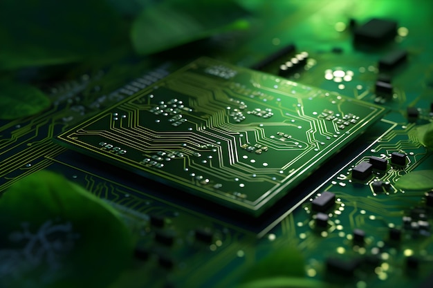 A green circuit board with the word cpu on it