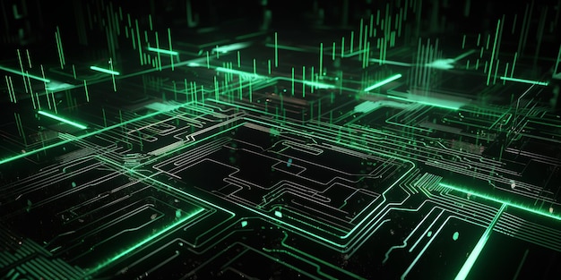 A green circuit board with the words'electronic'on it