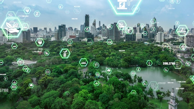 지속 가능한 변경 개념으로 이동하는 녹색 도시 기술