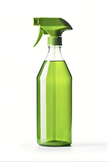 Photo green cleaner spray bottle for sanitary housecleaning chemical supply for hygienic cleaning