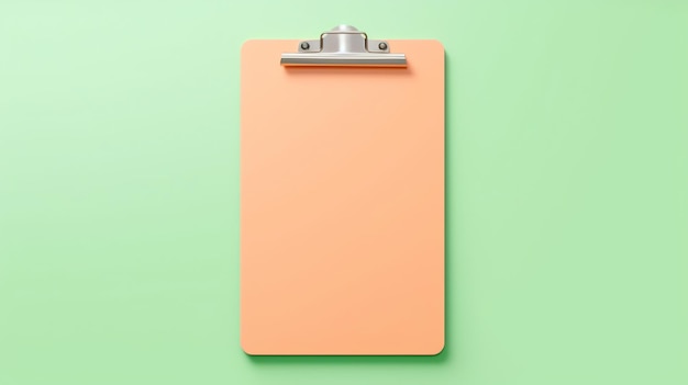 Green clipboard soft peach isolated background